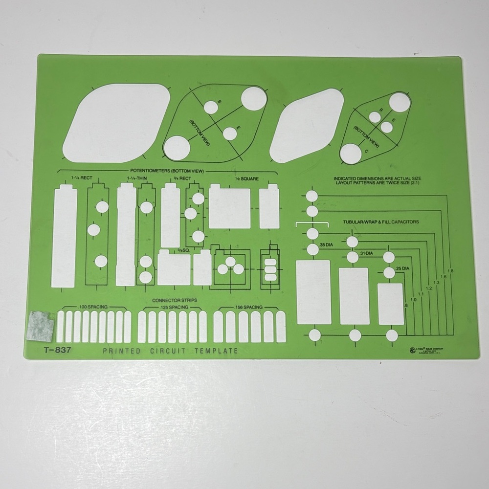 Vintage C-Thru Printed Circuit Template T-837